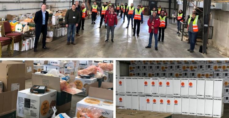 people working in a big warehouse
