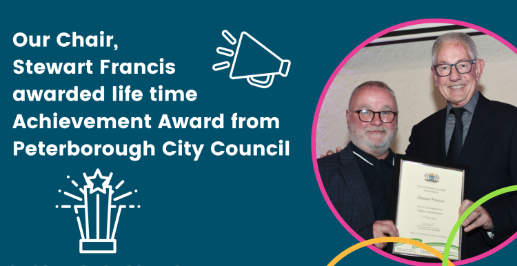 Healthwatch Chair Stewart Francis receives Lifetime Achievement Award from Councillor Wayne Fitzgerald