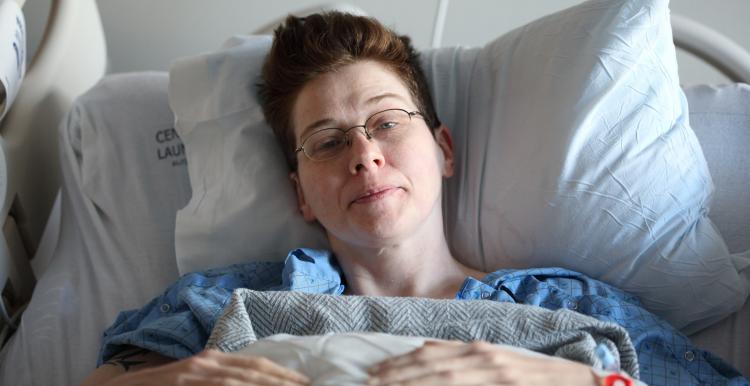 woman patient in hospital bed