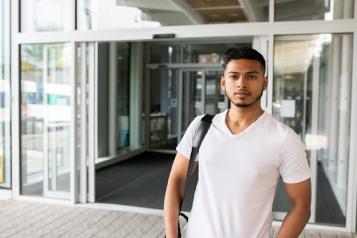 young man looking into camera