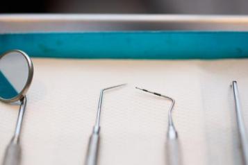 dental instruments on a tray