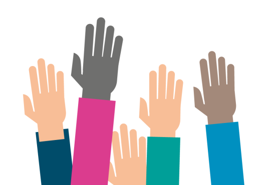 graphic showing raised hands