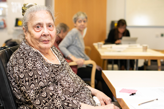 elderly lady in wheelchair